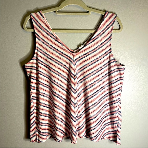 GAP Tops - GAP SZ/Large Womens Sleeveless Striped Tank Multi Color V-Neck Loose Fit Top.